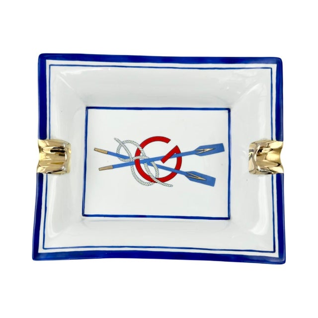 Ceramic Vintage Gucci Nautical Rowing Oars Porcelain Ashtray For Sale - Image 7 of 9