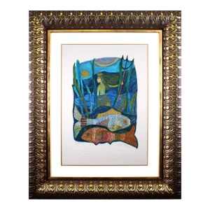Judith Bledsoe Pisces Zodiac Hand Signed Contemporary Lithograph 108/250 Framed