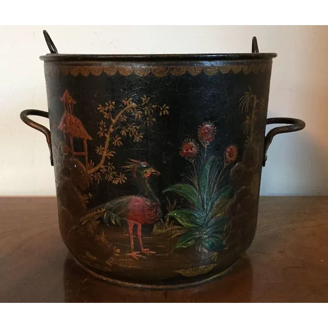 Black French Louis XV Tole Peinte Cache Pot Plant For Sale - Image 8 of 11