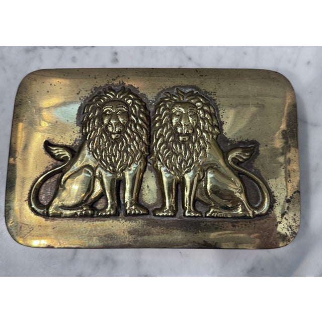 Mid-Century Modern Mid 20th Century Brass Lion Trinket Box For Sale - Image 3 of 9