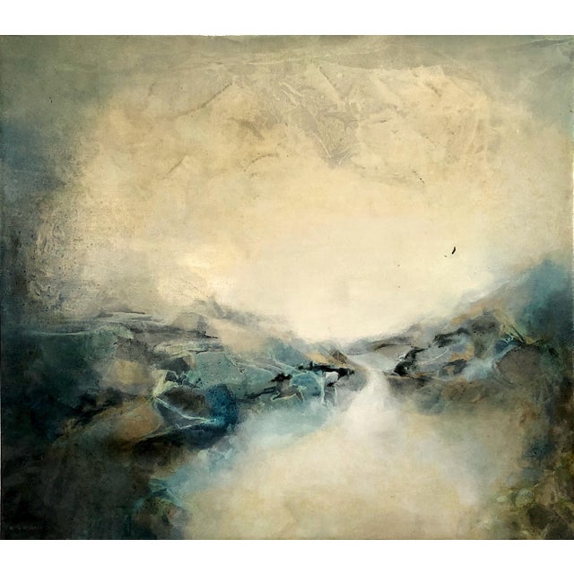 On offer is a compelling, late 20th-century abstract oil painting by Mexican artist Wita Wygard (1900-2000). Living to be...