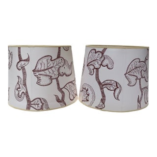 Hand Drawn Paper Lampshades a Pair Attributed to Albert Hadley For Sale