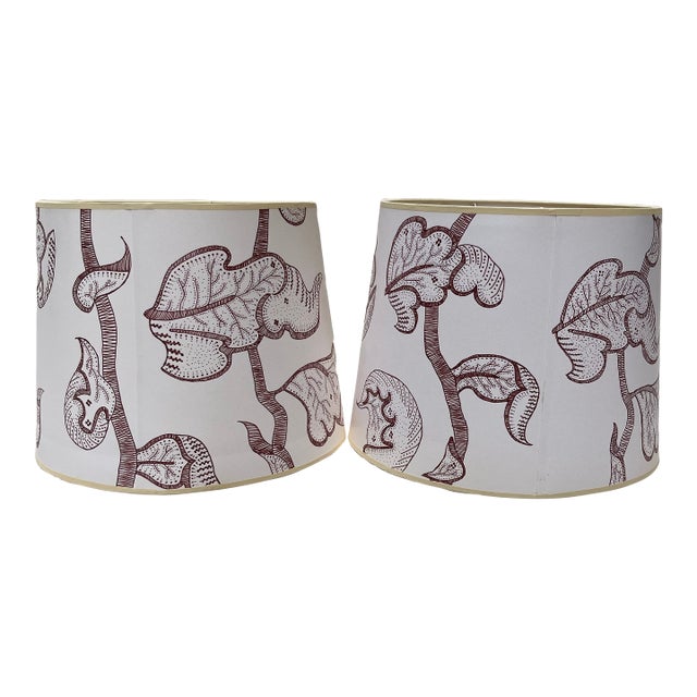 Hand Drawn Paper Lampshades a Pair Attributed to Albert Hadley For Sale