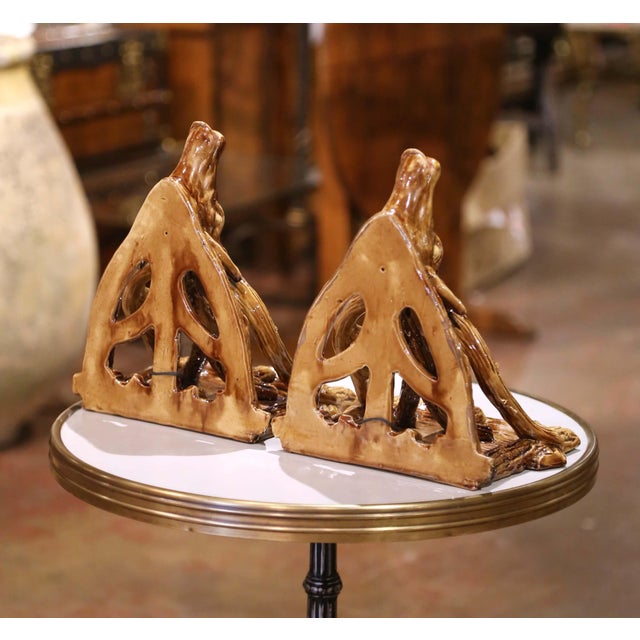 Ceramic Pair of Early 20th Century French Barbotine Wall Brackets With Stag Motifs For Sale - Image 7 of 7