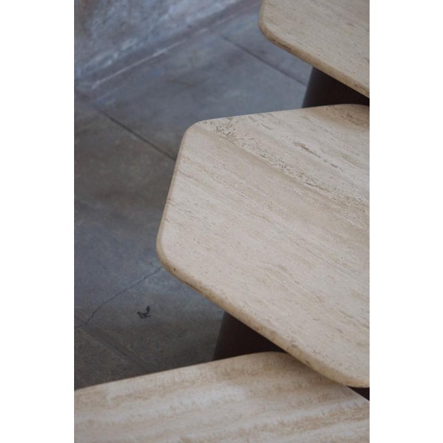 Wood Gigogne Travertine Coffee Tables, 1960s, Set of 3 For Sale - Image 7 of 18