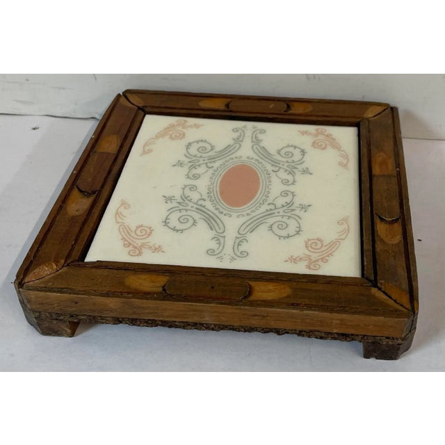 Wood Vintage Tile and Wood Trivet For Sale - Image 7 of 7