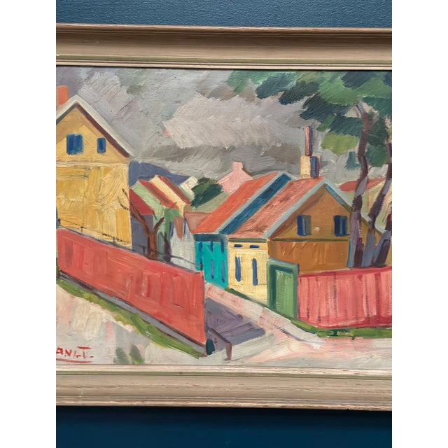 Gustaf Börtner Zandt, Houses and Trees, 1950s, Oil Painting on Canvas, Framed For Sale - Image 4 of 16
