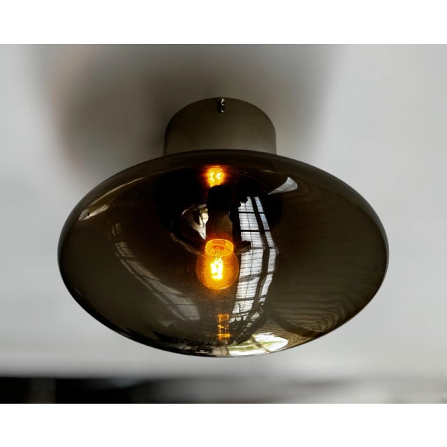 Italian 21st Century Polished Nickel and Smoky Uno Flush Mount by Fabio LTD For Sale - Image 3 of 7