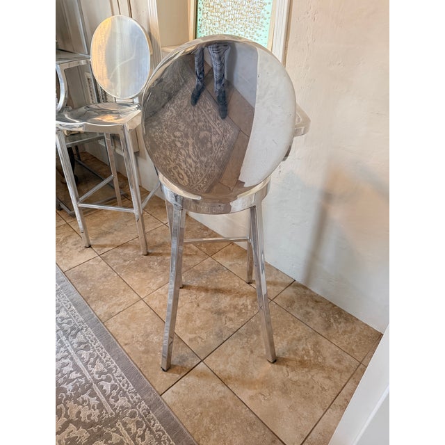 Modern One Armed Aluminum Kong Bar Stools (Pair) by Philippe Starck for Emeco For Sale - Image 3 of 15