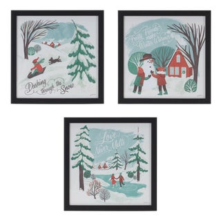 Framed Winter Scene Wall Art (Set of 3) For Sale