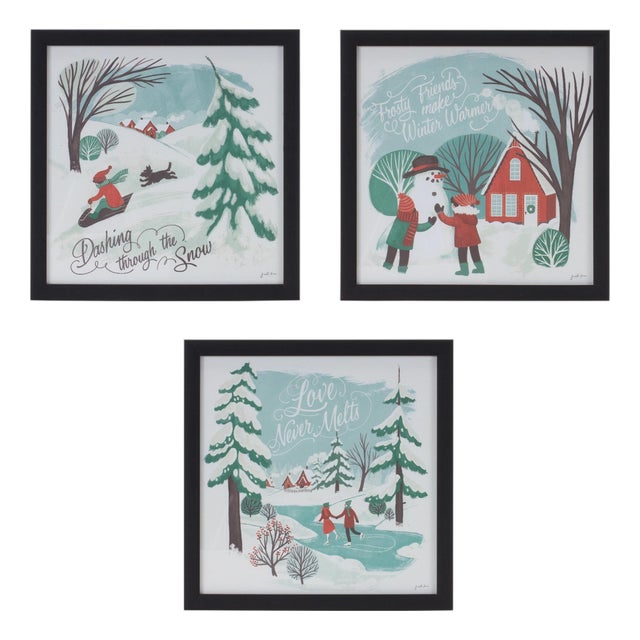 Framed Winter Scene Wall Art (Set of 3) For Sale