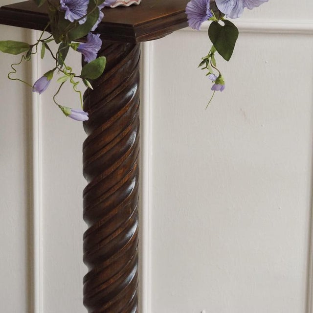 Wood Antique Plant Pedestal with Twisted Column For Sale - Image 7 of 10