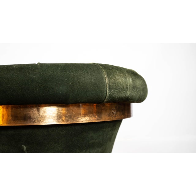 Vintage 1980s Milo Baughman Attr. Forest Green Suede & Bronze For Sale - Image 11 of 17