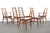 Stunning set of six ( 6 ) vintage modern dining chairs feature unique ladder back rests and upholstered seats. Sleek...