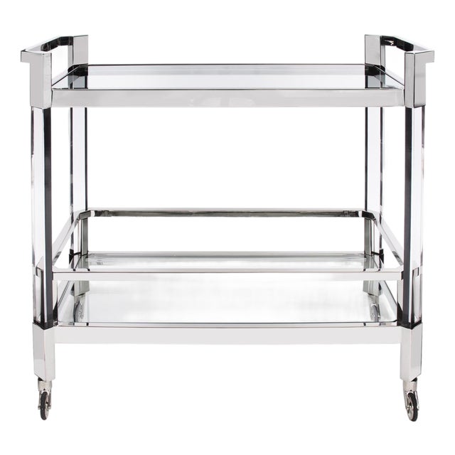 Stainless Steel and Acrylic Bar Cart For Sale