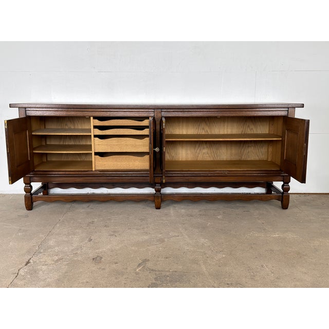Mid-Century Modern Mid-Century Modern Stained Oak Sideboard by Henning Kjærnulf, Denmark, 1960s For Sale - Image 3 of 12