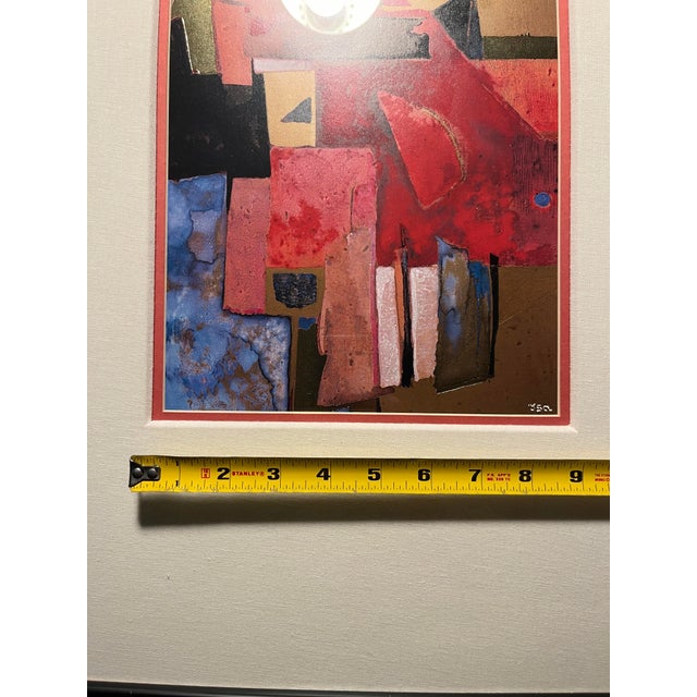 Red Set of 2 Isa Van Der Zee Plate Signed Abstract Prints With Gold Leaf Decoration For Sale - Image 8 of 11