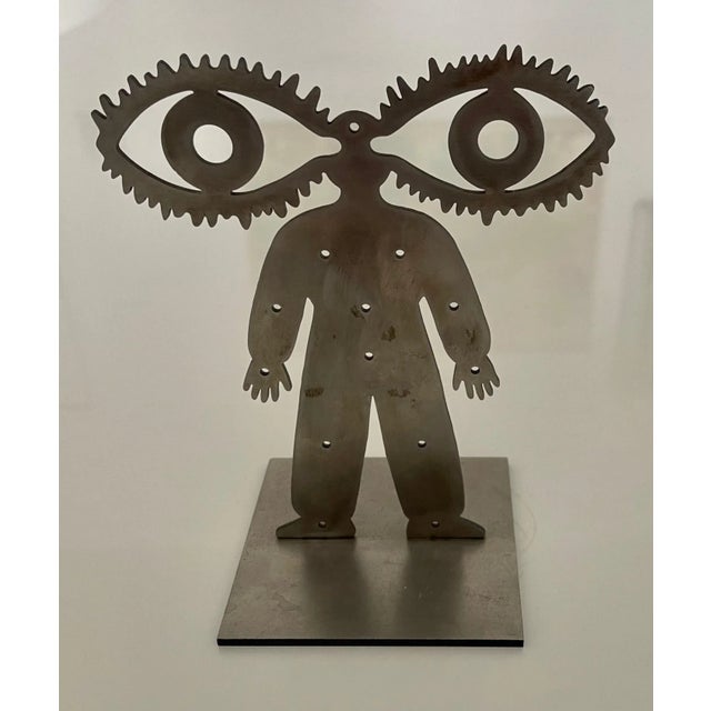 Silver Grisha Bruskin, Russian Judaica "Vision" Abstract Kabbalah Figure Steel Sculpture Grisha Bruskin, 1992 For Sale - Image 8 of 9
