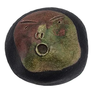 Vintage Deva Spirit Face Sculpture Raku Pottery