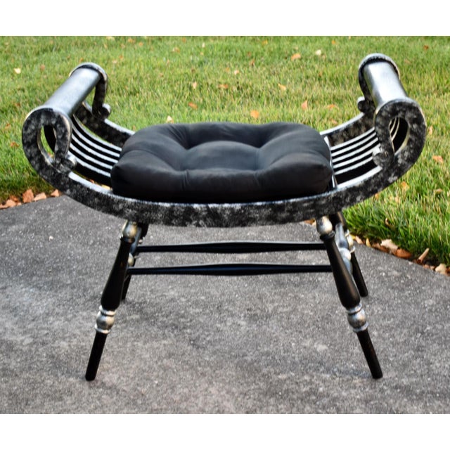 Curule Vanity Stool Bench Roman Slatted Saddle Seat Chair Hollywood Regency For Sale - Image 9 of 14