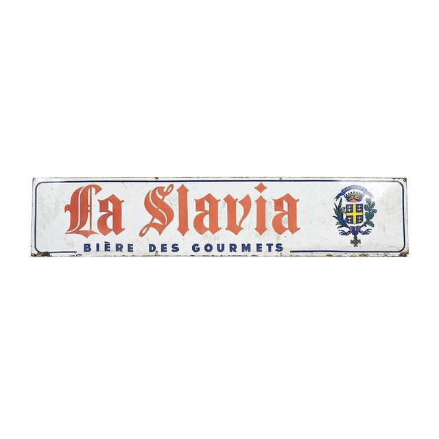 Paint Enameled Advertising Sign from La Slavia For Sale - Image 7 of 7