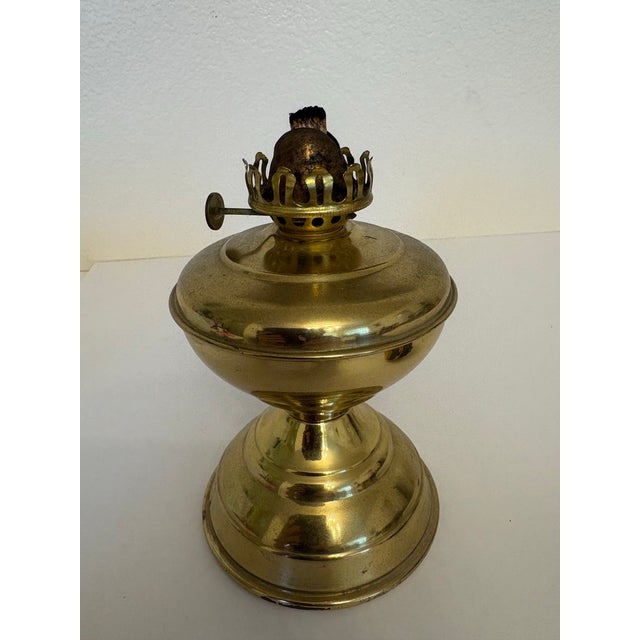 Vintage Brass Hurricane Oil Lamps - A Pair For Sale - Image 4 of 6