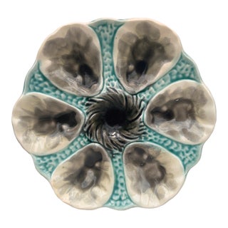 French Majolica Oyster Plate Orchies, Circa 1910 For Sale