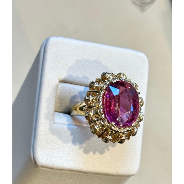 Approximately 6 Carat Oval Cut Natural Pink Tourmaline 14 Karat Yellow Gold Ring Size 5.5 6 Carat of Pink Tourmaline oval...