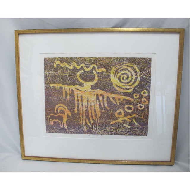 Barbara Mason (Oregon, Pacific NW USA, 1945),&nbsp;Shadow Walker, 1994, color etching and lithograph printed chine collé...