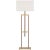 Ray Booth by Visual Comfort Signature Alda 57" Adjustable Floor Lamp in Antique-Burnished Brass and Walnut with Linen Shade For Sale
