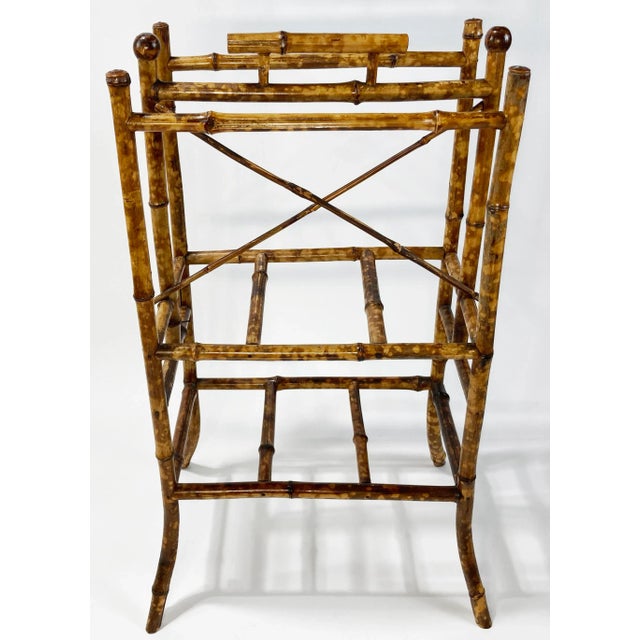 Antique Scorched Bamboo Magazine Stand For Sale - Image 4 of 11