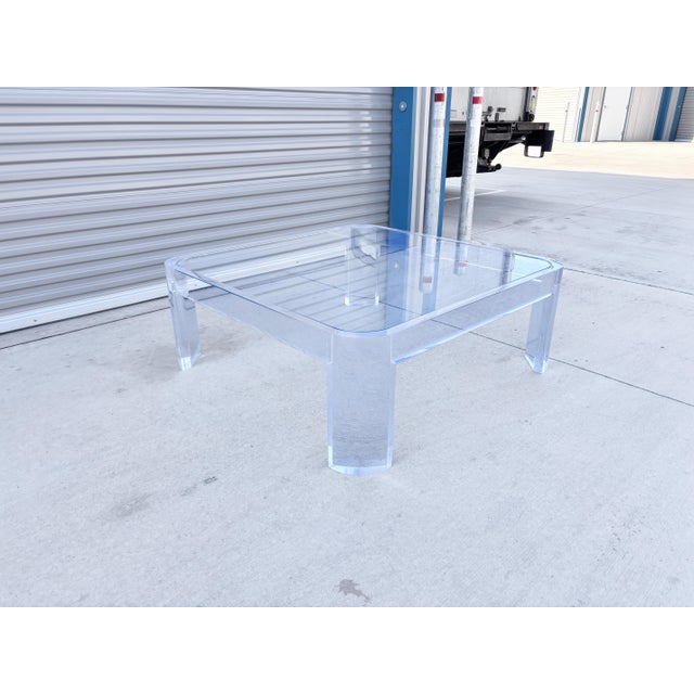 1970s 1970s Mid-Century Square Lucite Coffee Table by Les Prismatiques For Sale - Image 5 of 13