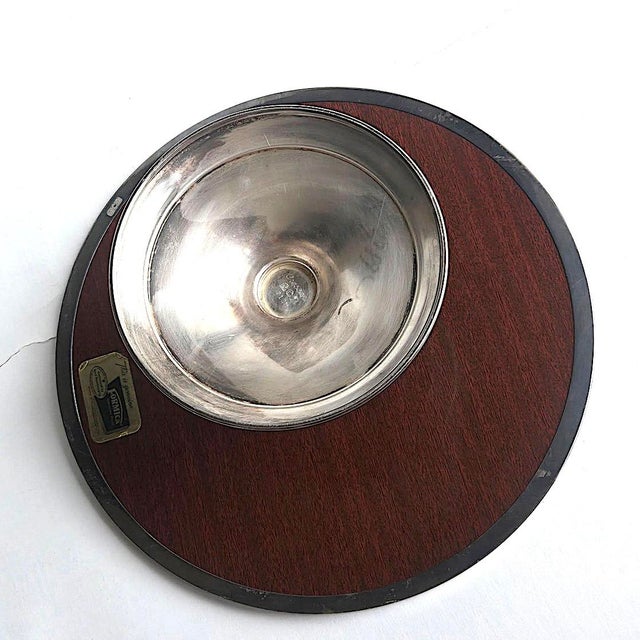 1950s Silver Plate Cake Stand With Faux Wood Formica Surface For Sale - Image 11 of 13