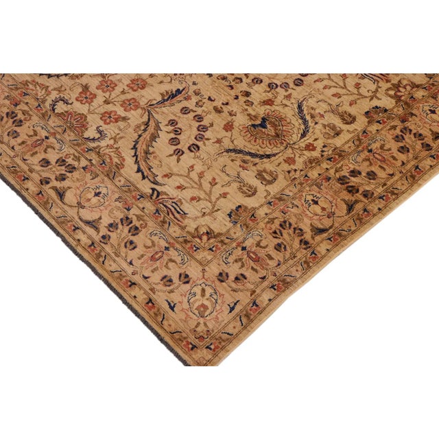 Boho Chic Ziegler Beige Tan Hand-Knotted Wool Rug - 9'0'' X 12'1'' For Sale - Image 4 of 8