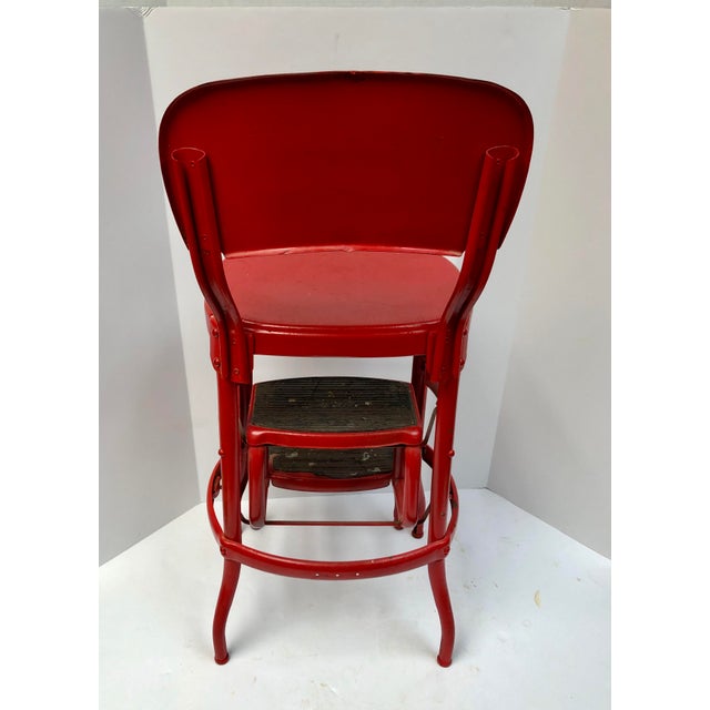 MidCentury Cosco Red Metal Kitchen Utility Stool Chairish