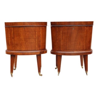Antique Georgian Revival Inlaid Mahogany Cellarettes, 19th Century, Set of 2 For Sale