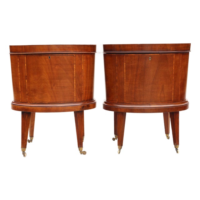 Antique Georgian Revival Inlaid Mahogany Cellarettes, 19th Century, Set of 2 For Sale