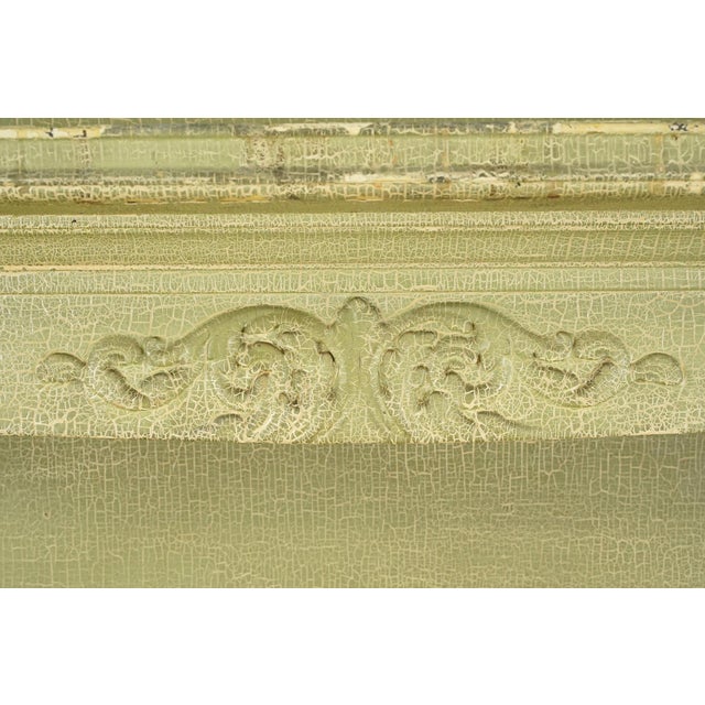 Reclaimed Green Crackled Wooden Fireplace Mantel For Sale - Image 6 of 8