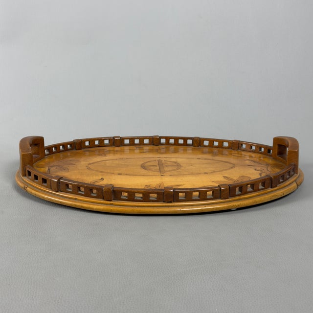 Oval Tray in Inlaid Wood For Sale - Image 3 of 11