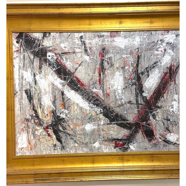 Niki Smith Monumental Abstract Expressionist Impasto Painting Giltwood Frame For Sale In Atlanta - Image 6 of 8