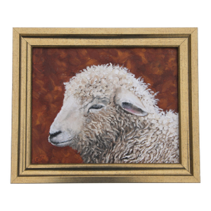 Sheep Portrait Impressionist English Traditional Realism White Beige Sienna Original Oil Painting by Cleo Plowden