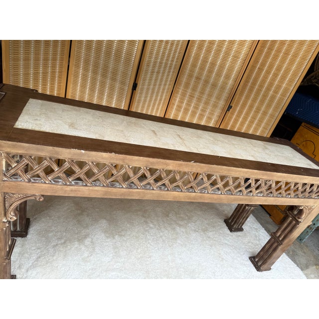 English 72" Vintage British Colonial Console Table For Sale - Image 3 of 15