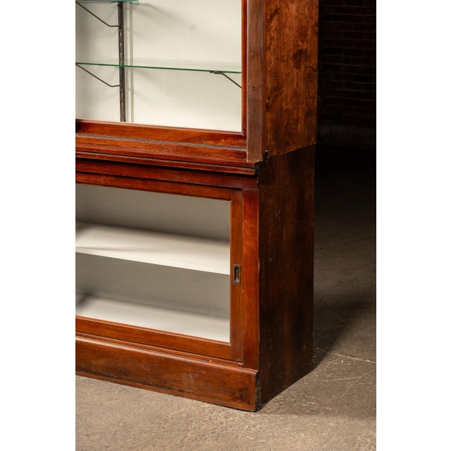 Early 20th Century Oak Display Cabinet With White Interior For Sale - Image 13 of 15