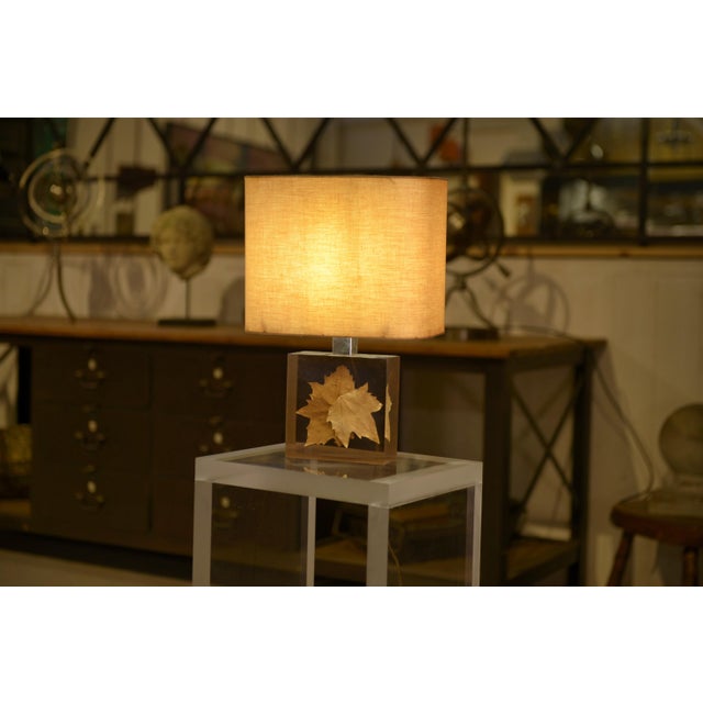 Lamp with Plane Tree Leaf Inclusion by Pierre Giraudon, 1970s For Sale - Image 11 of 11