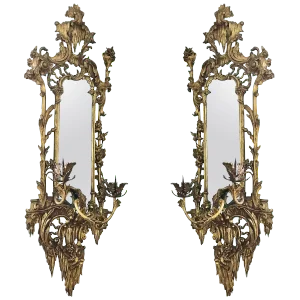 Giltwood Mirrored Wall Sconces