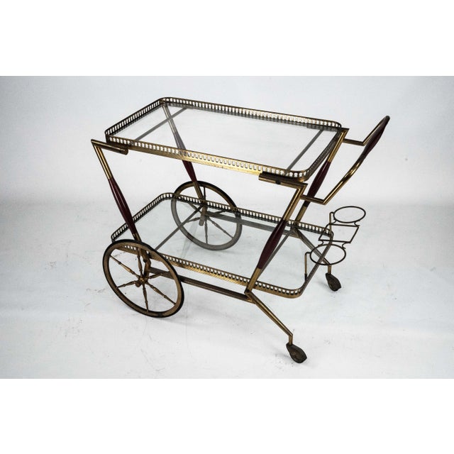 Mid-Century Italian Brass and Glass Bar Cart from Cesare Lacca, Italy, 1950s For Sale - Image 14 of 14