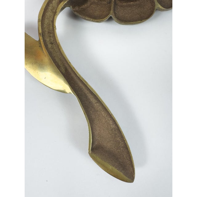 Vintage Brass Floral Hand Mirror With Red Glass Cabochons, Art Nouveau Style For Sale - Image 11 of 13