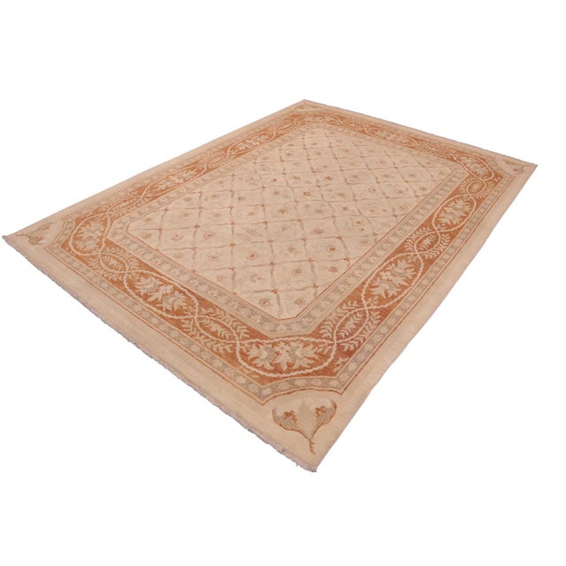 Shabby Chic Shabby Chic Ziegler Beige Copper Hand-Knotted Wool Rug - 8'11'' X 12'1'' For Sale - Image 3 of 8