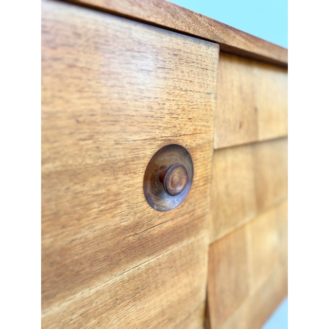Mid-Century Brutalist Teak Sideboard with Drawers and Recessed Round Handles, 1960s For Sale - Image 9 of 18