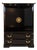 Vintage Broyhill Asian Modern Black Lacquer Armoire With Brass Hardware For Sale